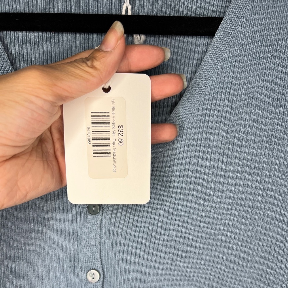 Laine Honolulu blue V neck top vest M/L - Picture 3 of 7